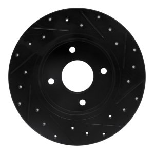 Nissan Sentra Brake Rotor (1) - Rear Left - R1 Concepts - Drilled & Slotted - Black - `04-`06